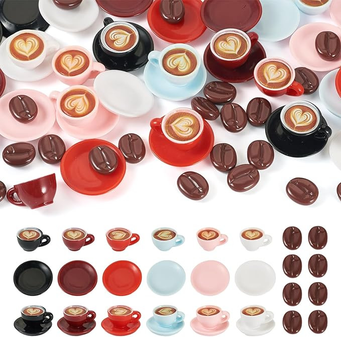 Cheriswelry 84Pcs Miniature Coffee Mugs Resin Coffee Beans Cups Miniature Ornaments Food Kitchen ... | Amazon (US)