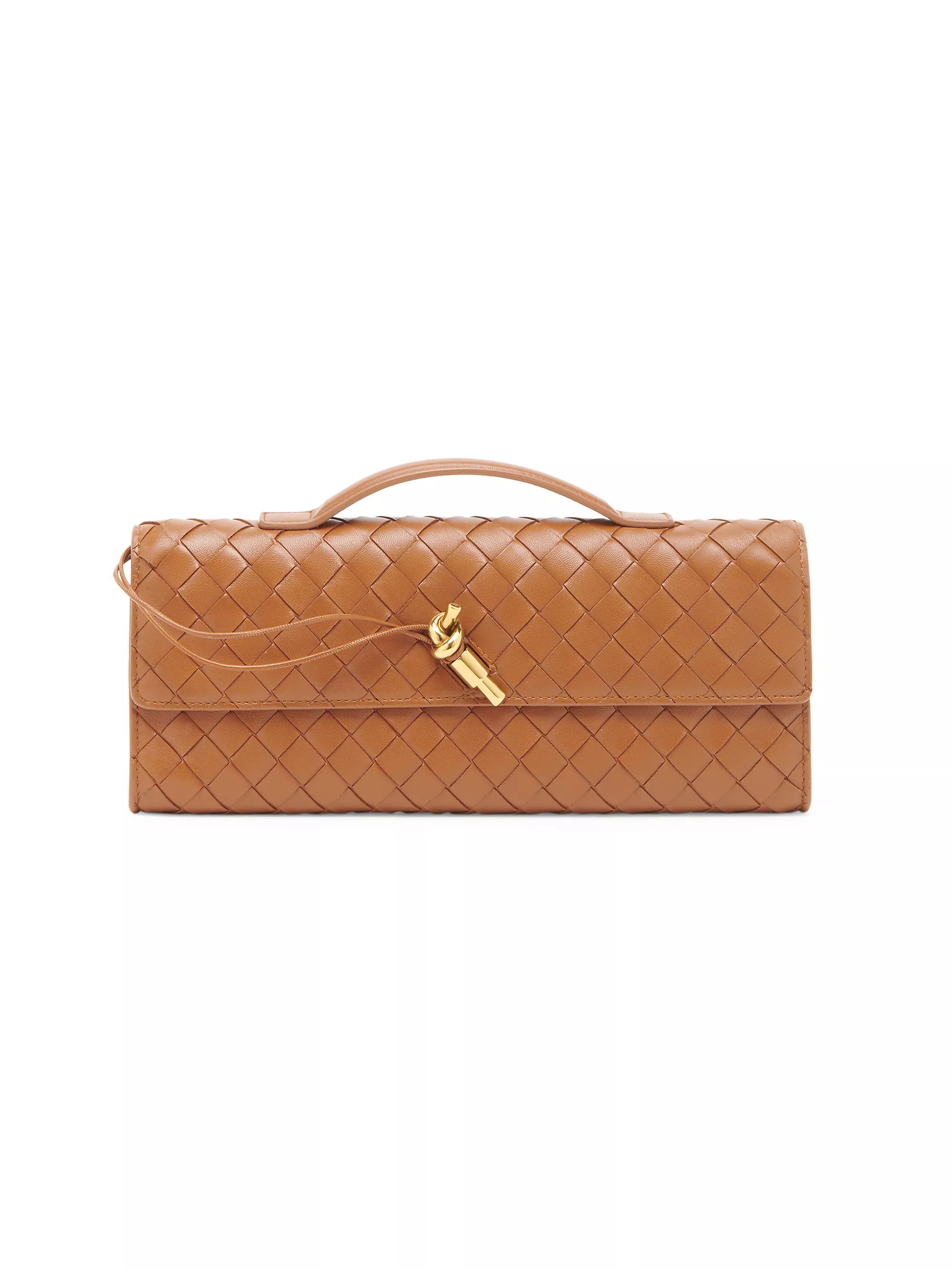 Intrecciato Leather Rectangular Top-Handle Clutch | Saks Fifth Avenue