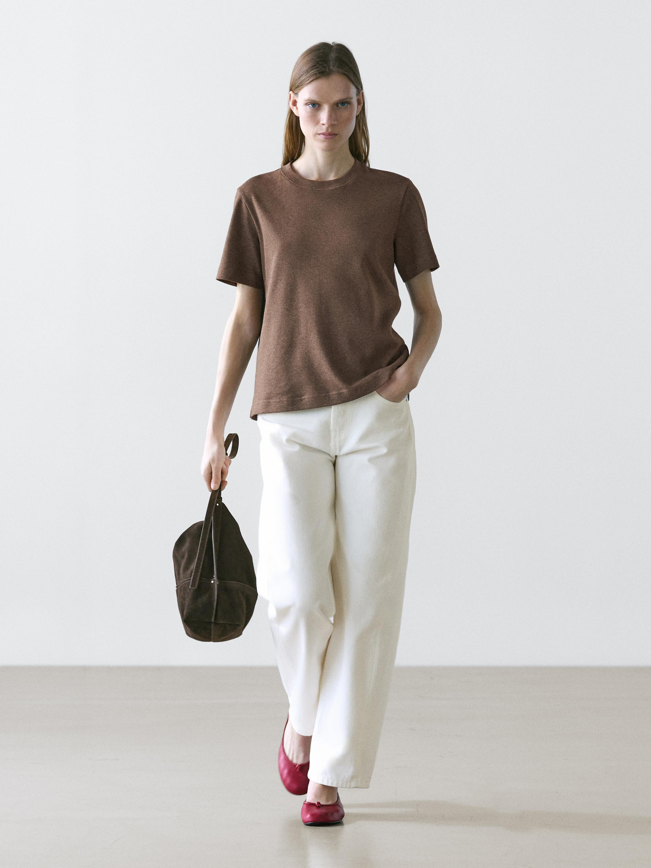 100% cotton interlock crew neck T-shirt | Massimo Dutti UK