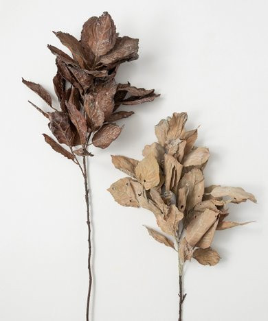 Brown & Tan Faux Dried Hydrangea Leaf Stem - Set of 2 | Zulily