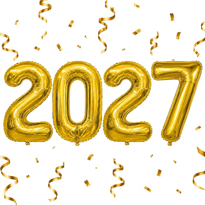 New Years Decorations 2027-40 Inch Gold 2027 Foil Balloons Banner | Amazon (US)