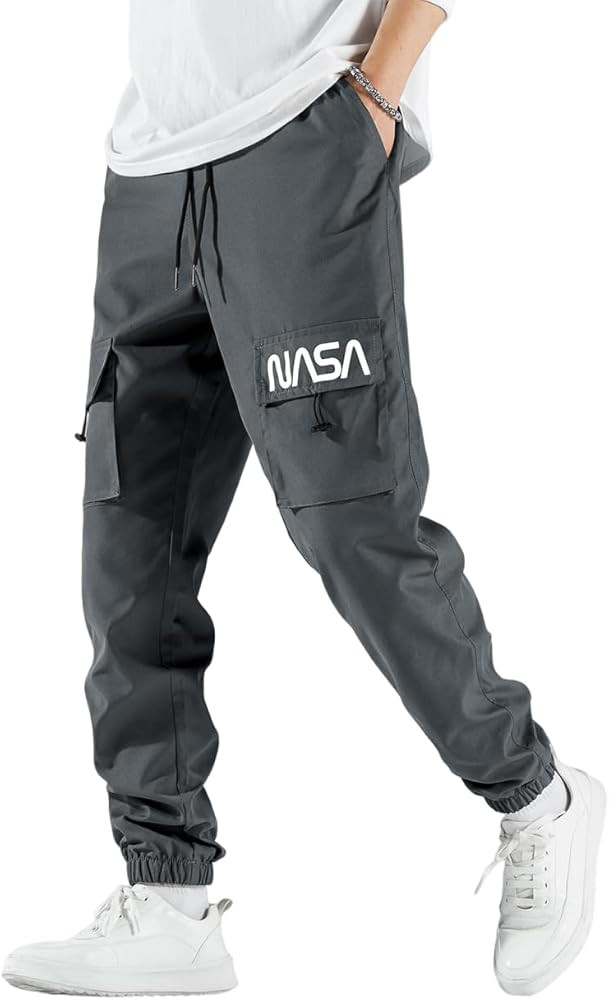HAVELOX Men's NASA Letter Graphic Drawstring Multi-Pocket Beam Feet Cargo Pants | Amazon (US)