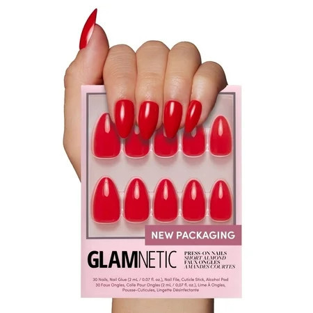 Glamnetic Press-On Nails – Fiery Red | Bright Red Almond Nails, "Salon Quality", 30 Count | Walmart (US)