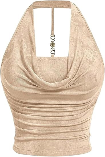 SOLY HUX Women's Plus Size Halter Draped Front Backless Tank Top Sleeveless Y2k Crop Tops | Amazon (US)