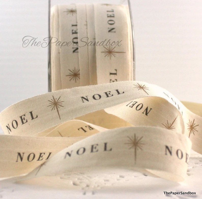 Noel Printed Cotton Ribbon 3/4” wide BY THE YARD | Etsy (US)