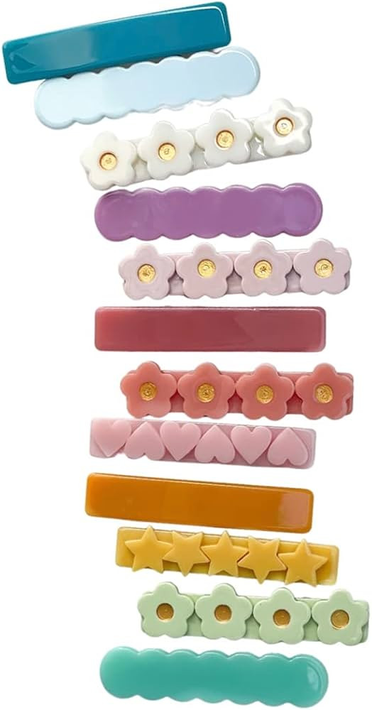 Hair clip accessories for girls. Assorted mix of colorful flower daises, heart, glitter stars, wa... | Amazon (US)