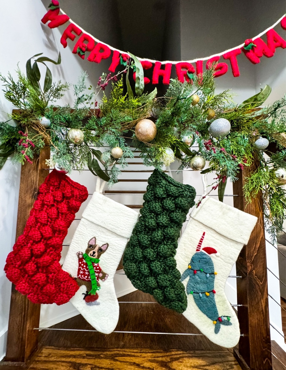 Decking the halls 🎄✨ I’m not normally a traditional Christmas colors girlie, but these cutie stockings were calling my name! The kids are obsessed with these character stockings. They come in tons of options, all linked here  

#LTKHoliday #LTKHome