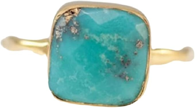 LRGKMCWTOB 925 Sterling Silver Bohemia Chic Square Turquoise Ring Fashion Rings Stackable Ring Na... | Amazon (US)