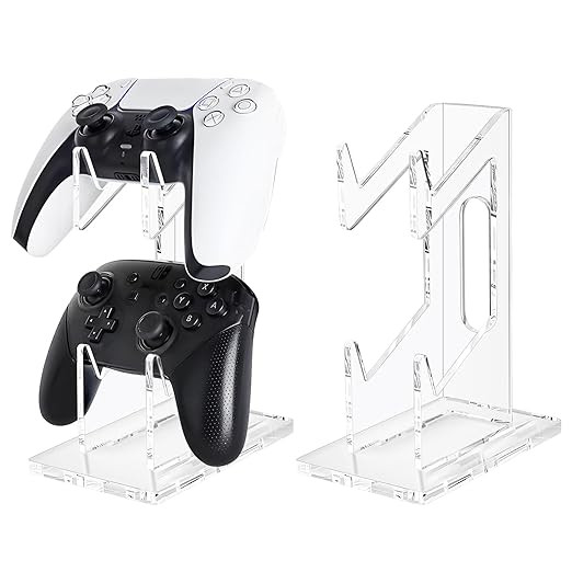 FYY Game Controller Holder 2 Tiers - Universal Dual Controller & Headphone Stand, Acrylic Clear D... | Amazon (US)