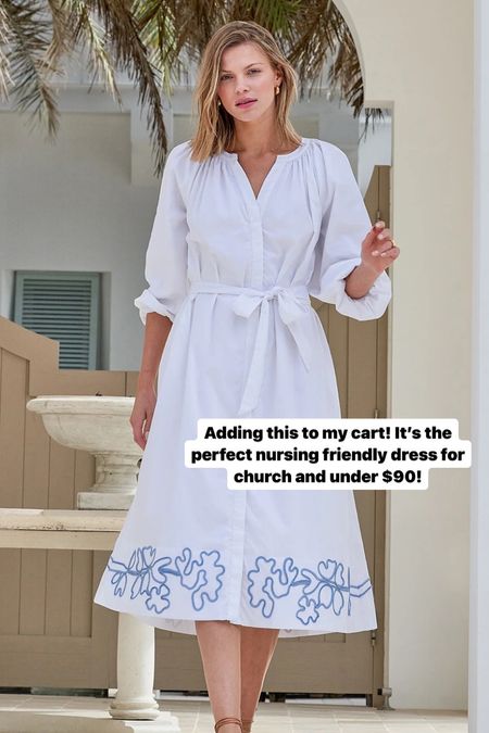 I love this white dress as a church outfit idea. Perfect for nursing and a pretty crips cotton. Under $90 as part of the LAKE sale! 

#LTKSeasonal #LTKSpringSale #LTKfindsunder100
