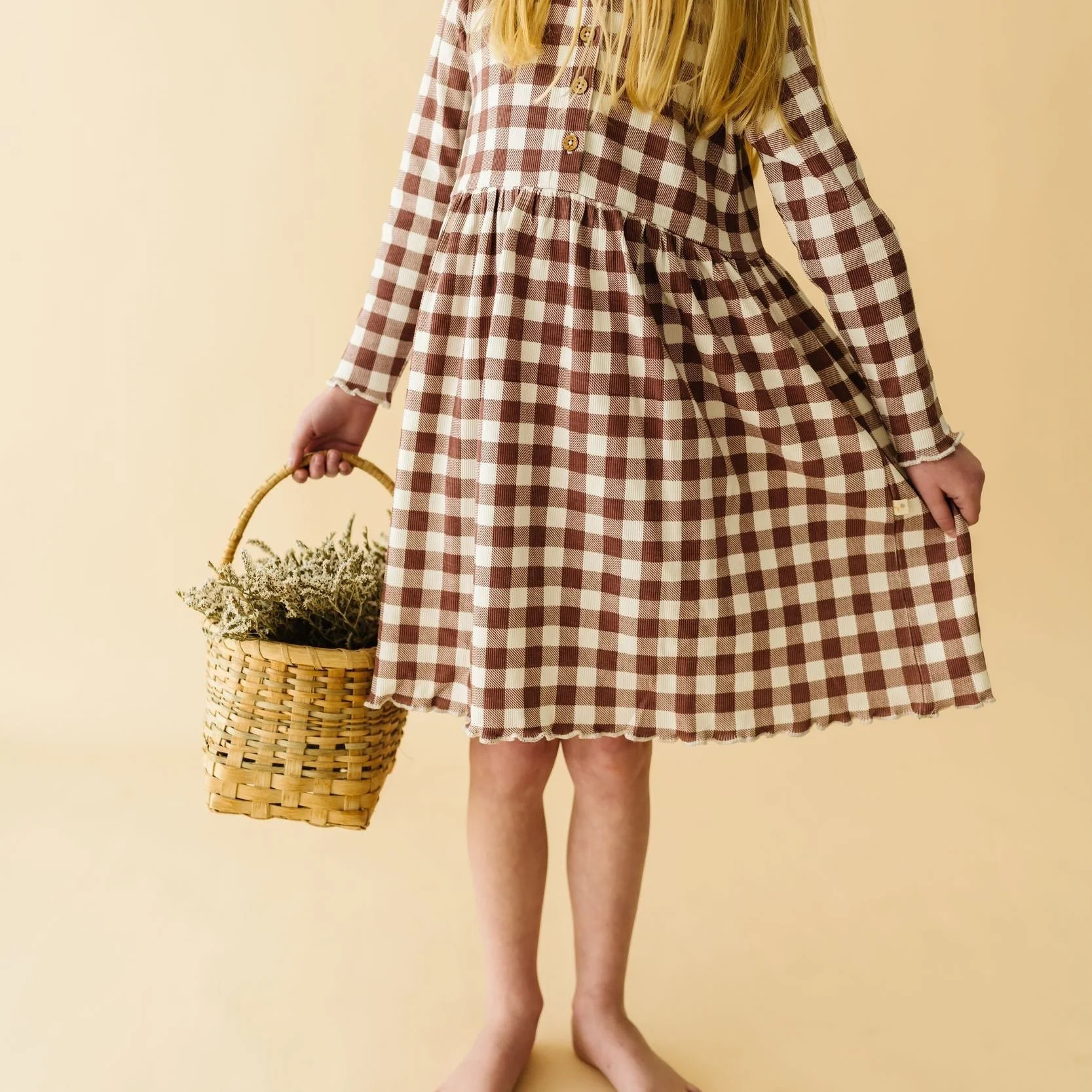 Organic Twirl Dress - Plum Gingham | Makemake Organics | Makemake Organics