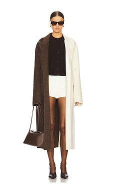 Ronny Kobo Wendalin Coat in Chocolate Brown Ivory from Revolve.com | Revolve Clothing (Global)
