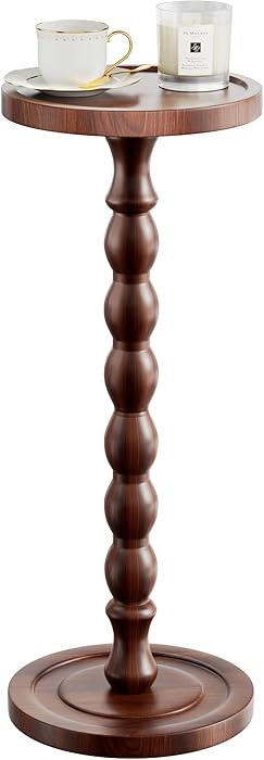 Solid Wood Drink Table, Rubber Wood‌ Small Round Side Table for Small Spaces, Martini Tables, P... | Amazon (US)