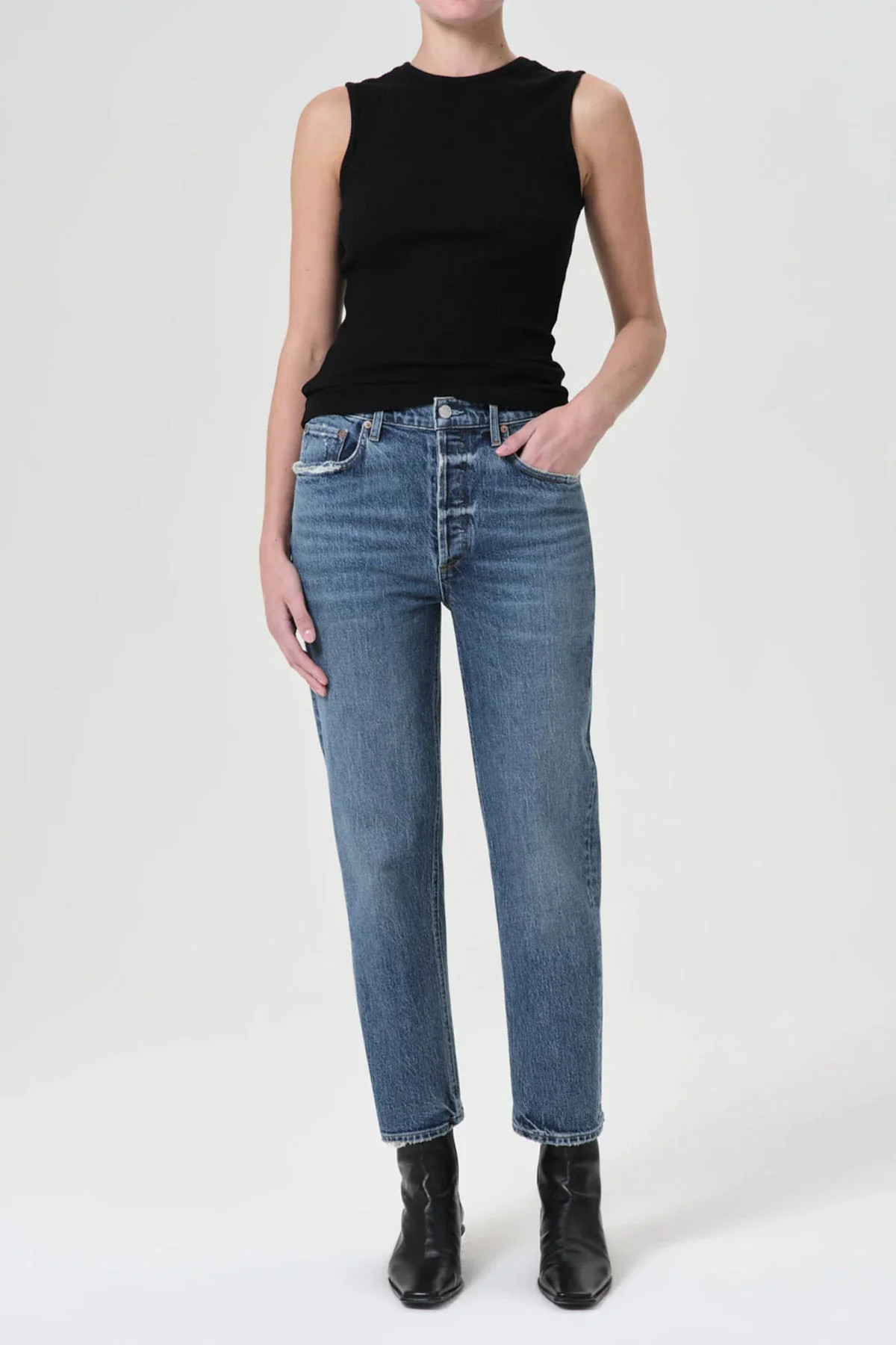 Riley High Rise Straight Crop (Stretch) in Moor - 28 | Shop Olivia