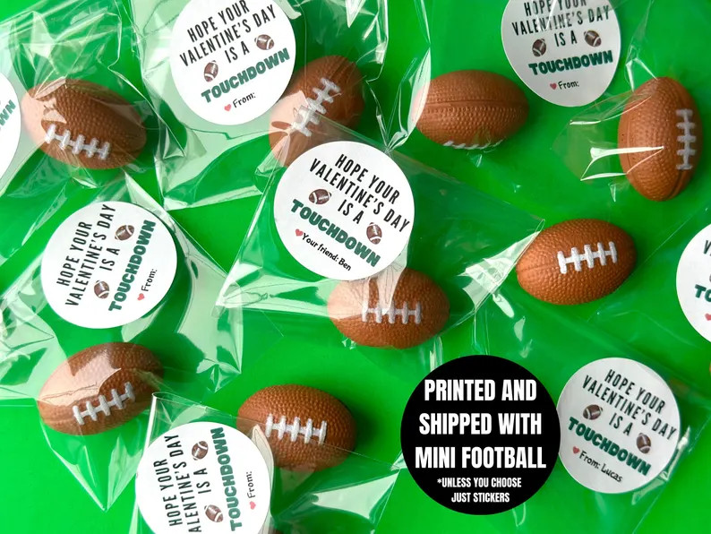 Football Valentine Squishy Class Favors With Personalized Stickers Classroom Gift non-sugar Ready... | Etsy (US)