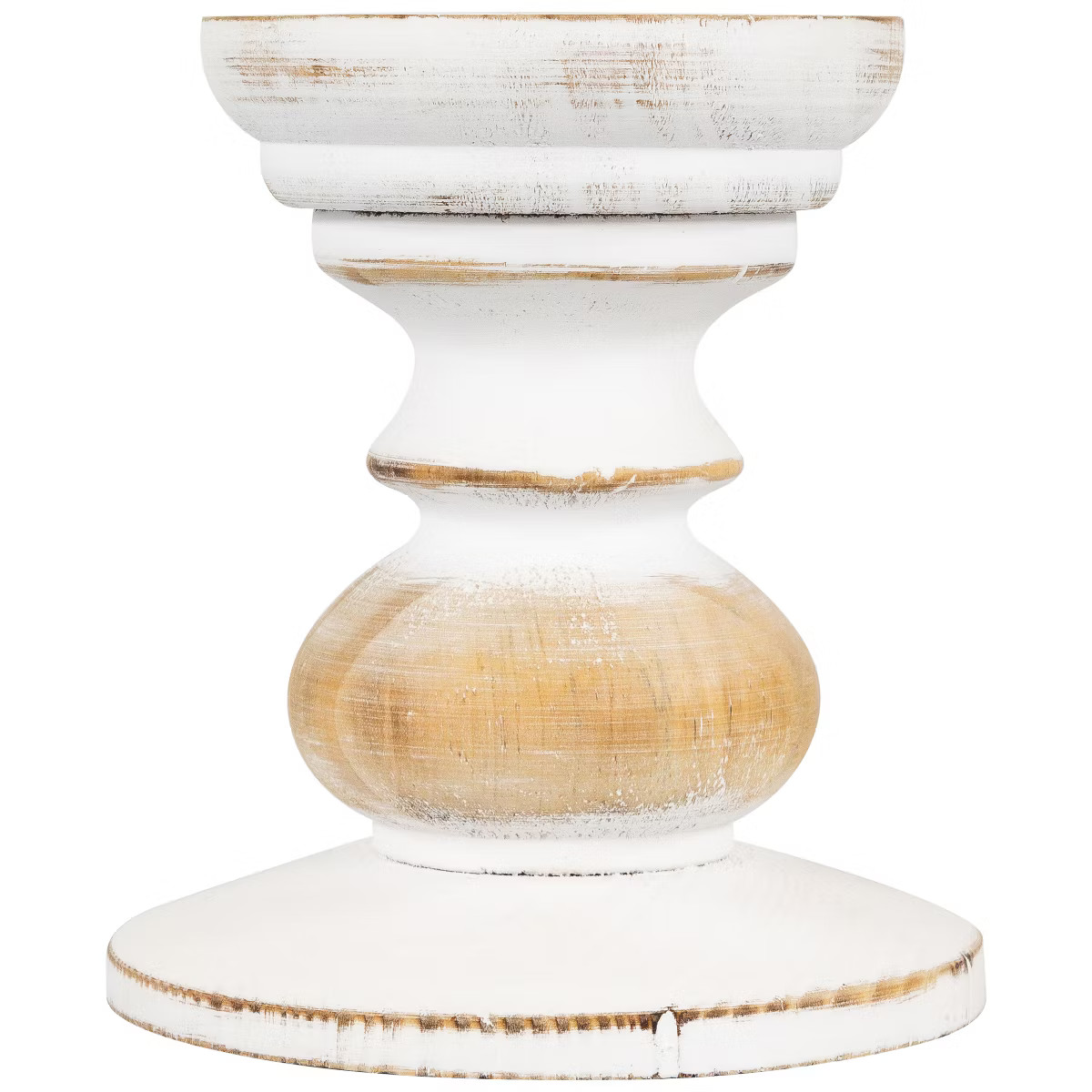 Northlight Wooden Pedestal Pillar Candle Holder - 5.5" - Brushed White | Target