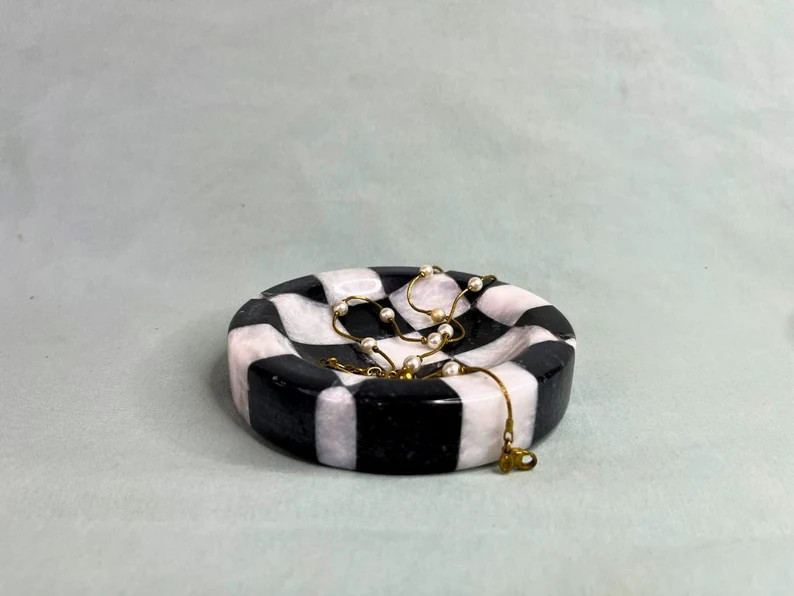 Marble Checkered Catchall Jewelry Organizer Stone Soap Dish Coffee Table Decor Hand-carved Bowl R... | Etsy (US)