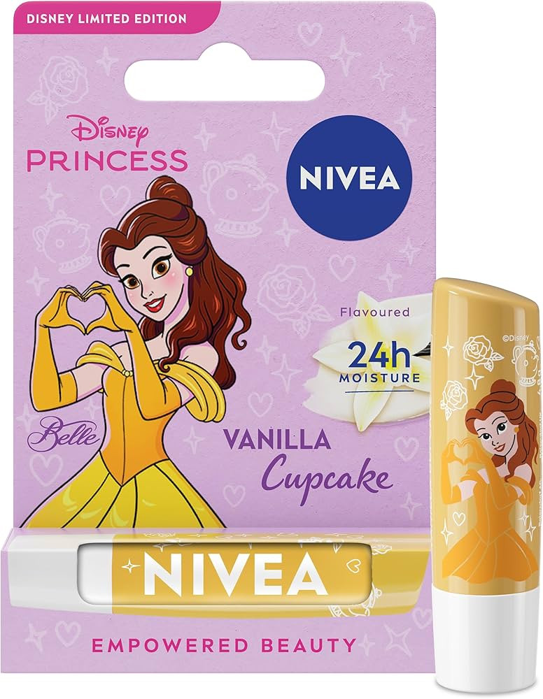 NIVEA Disney Princess Belle Limited Edition Vanilla Cupcake Lip Balm (4.8g), Unique Disney Prince... | Amazon (UK)