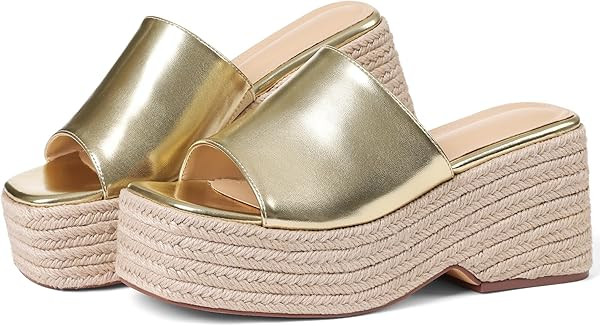 EQAUDES Platform Slip on Espadrille Sandals for Women Summer Wedges Slides -Flatform, Open Toe, B... | Amazon (US)