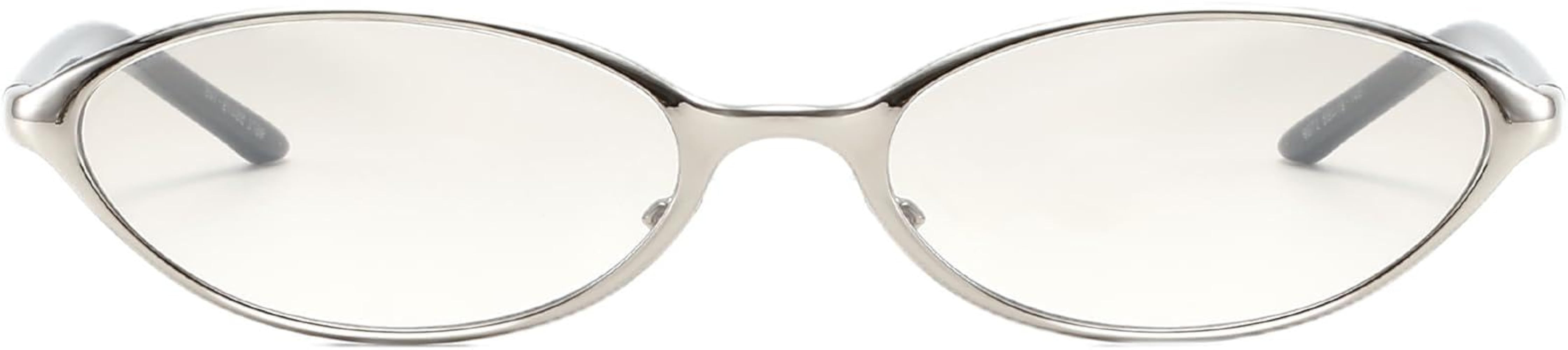 Y2K Trendy Oval Sunglasses for Womens 90s Cat Eye Narrow Sunnies | Amazon (US)