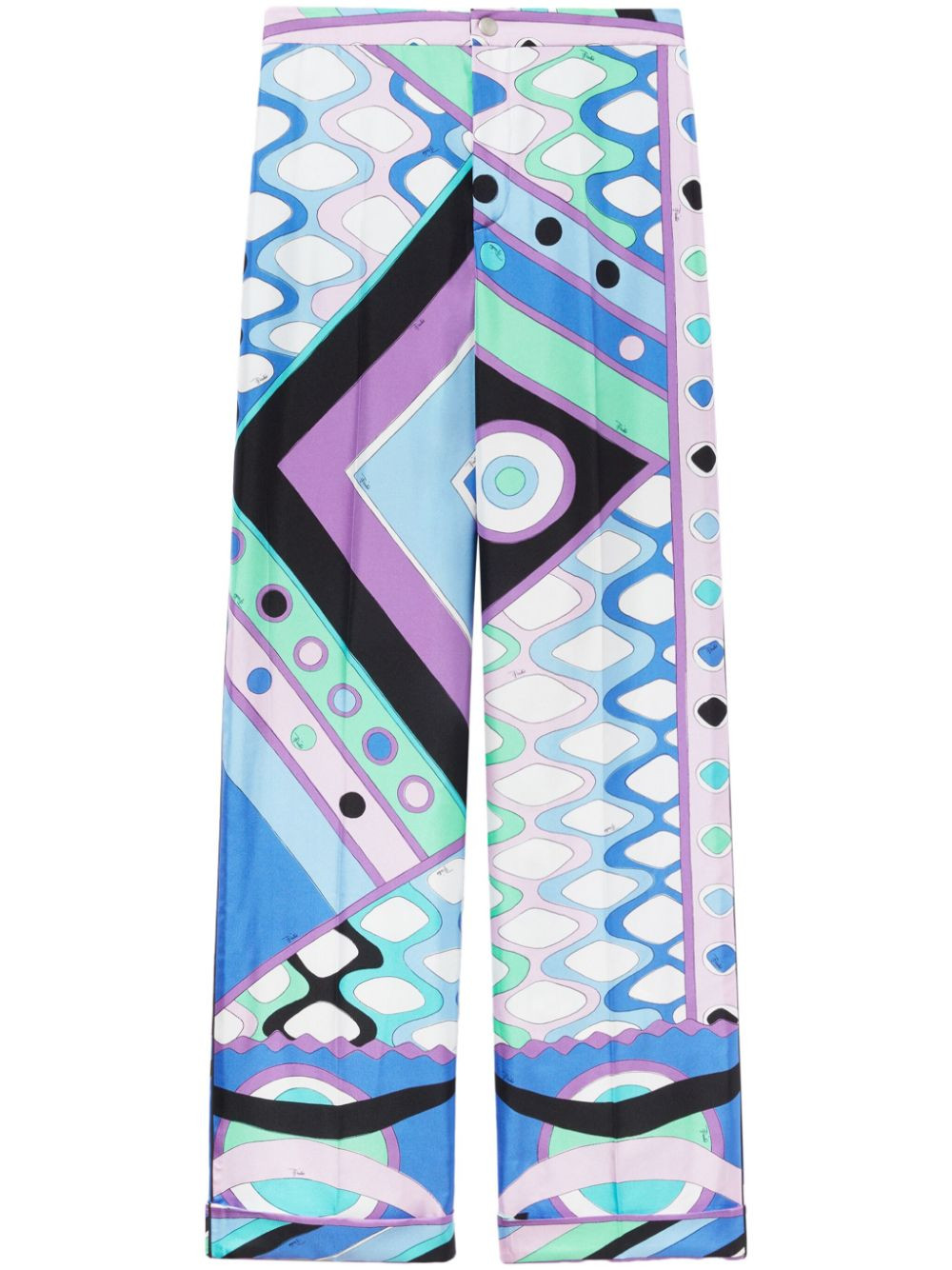 PUCCI Vivara-print silk trousers - Blue | Farfetch Global