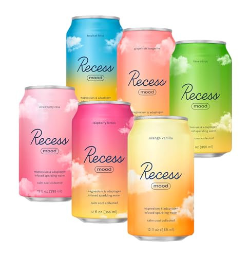 Recess Mood Magnesium Supplement Drink Calming Beverage, 12 Ounce (Variety Pack, 12 Pack) *Greatest Hits Sampler* | Amazon (US)