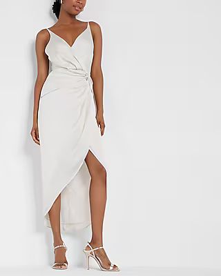 Satin Twist Waist Hi-lo Midi Dress | Express