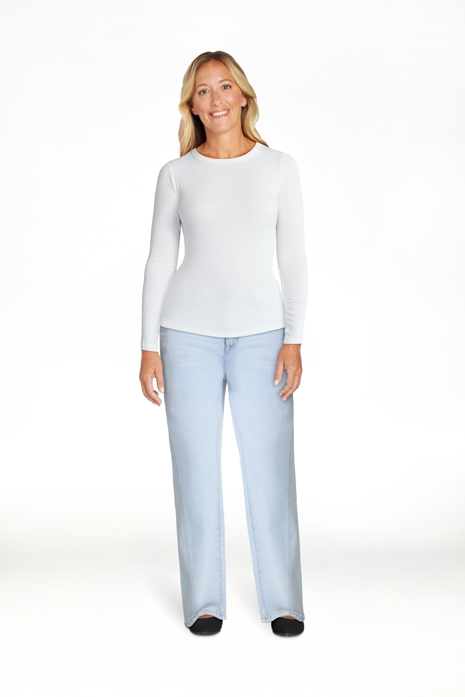 No Boundaries Ribbed Crewneck Tee with Long Sleeves, 1 or 2-Pack, Women's & Women's Plus XXS-XXL | Walmart (US)