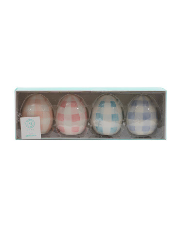 Set Of 4 Gingham Ceramic Eggs | TJ Maxx