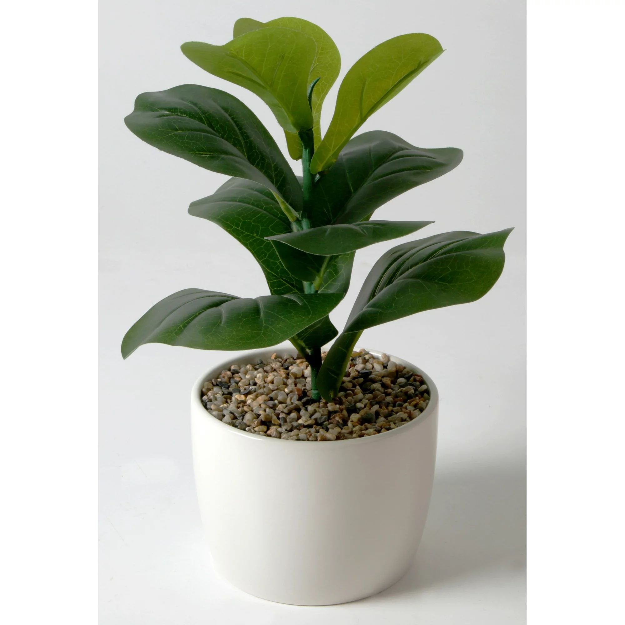 Mainstays 13" Artificial Plant Faux Fiddle Leaf in White Ceramic Vase, White | Walmart (US)