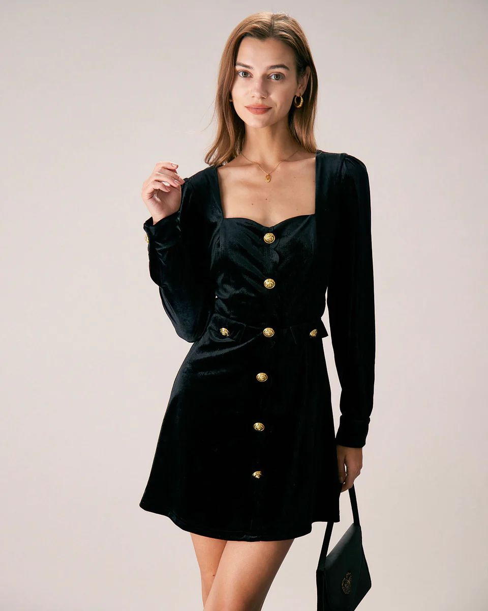 The Black Sweetheart Neck Velvet Mini Dress & Reviews - Black - Dresses | RIHOAS | rihoas.com