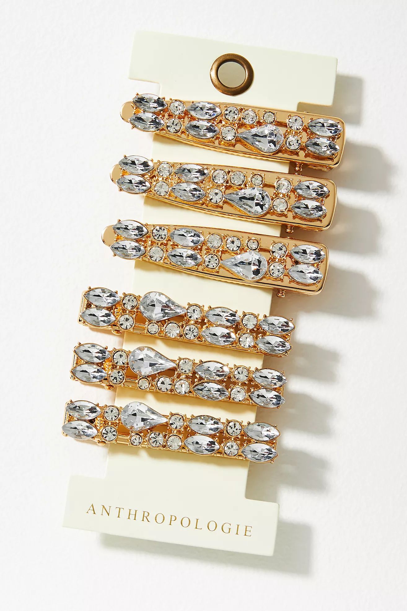 Set of Six Crystal Studded Hair Clips | Anthropologie (US)