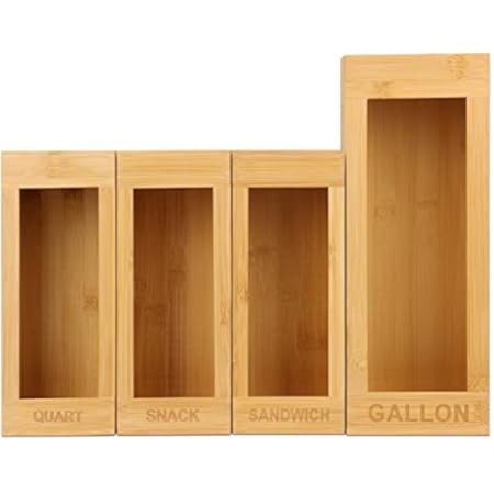 Ziplock Bag Storage Organizer, Upgraded Bamboo Zip Lock Bags Container for Drawer, Baggie Dispenser  | Amazon (US)