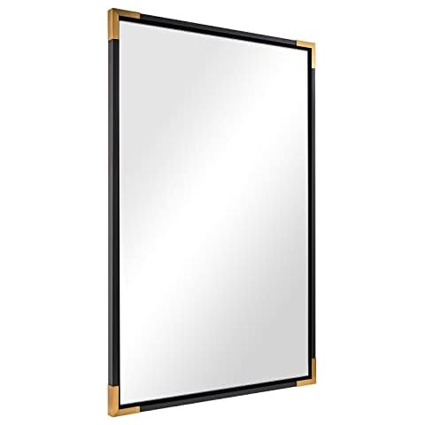 ANDY STAR Black Mirror 24x40”, Black Bathroom Mirror Rectangle Mirror with Gold Corner, Vintage... | Amazon (US)
