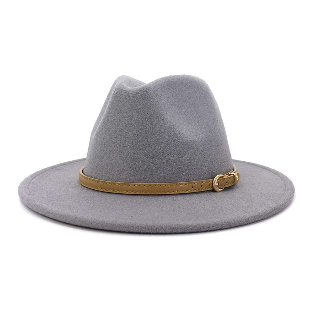 Lisianthus Women Classic Felt Fedora Wide Brim Hat with Belt Buckle | Amazon (US)