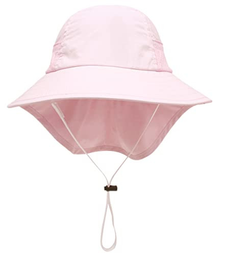 Baby Girl Sunhat Infant Toddler & Kids Summer Water Flap Baby Swim hat UPF 50 Boy & Girl Beach Light Pink | Amazon (US)