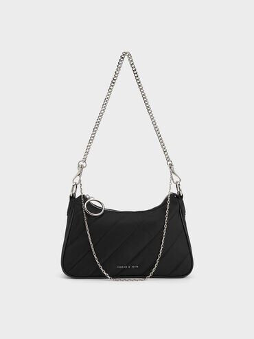 Philomena Nylon Puffy Chain-Strap Crossbody Bag
 - Noir | Charles & Keith US
