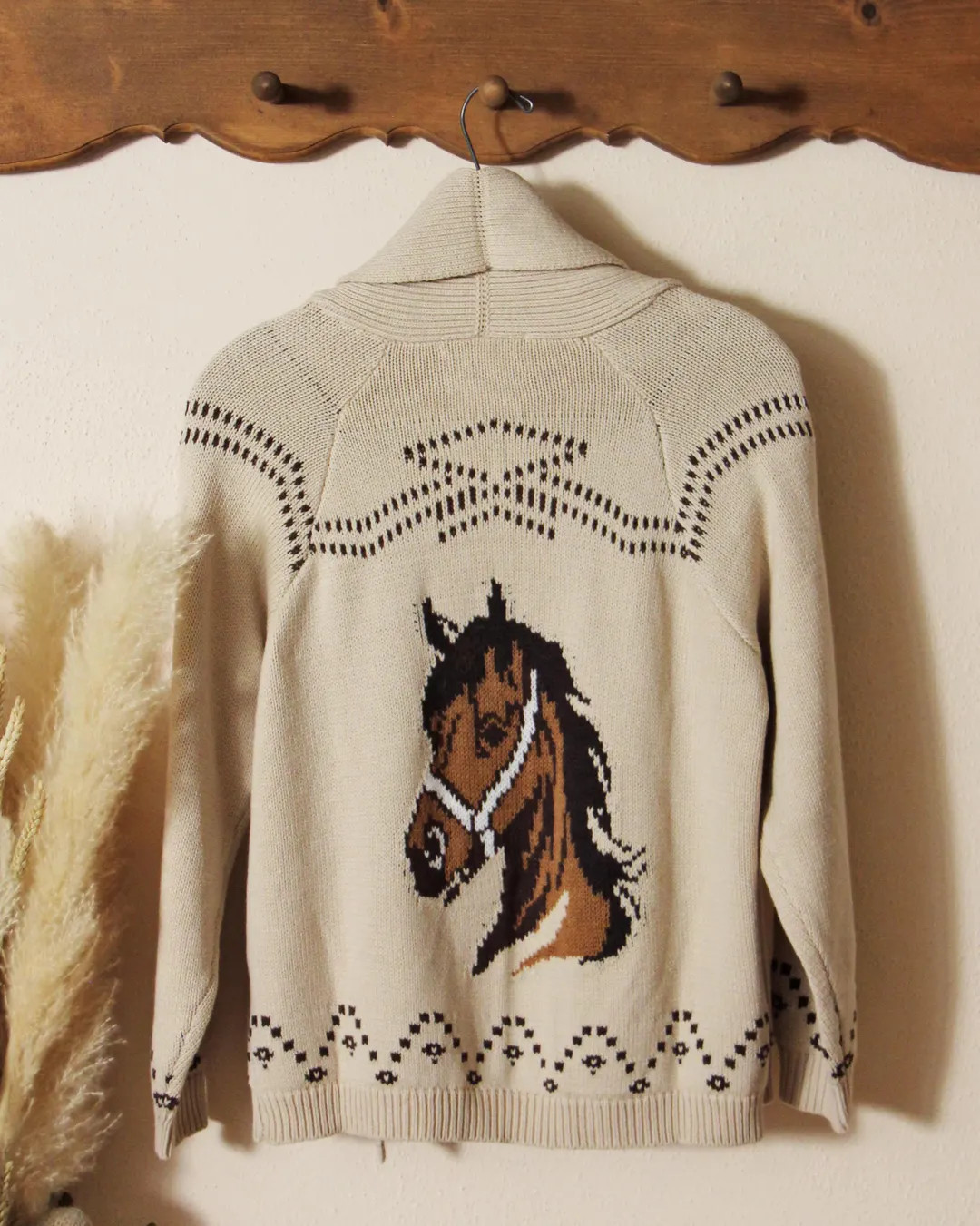 Cozy Horses Knit Cowichan Western Sweater Jacket Top ~ Women's Size S, M, L and XL - Etsy Israel | Etsy (US)