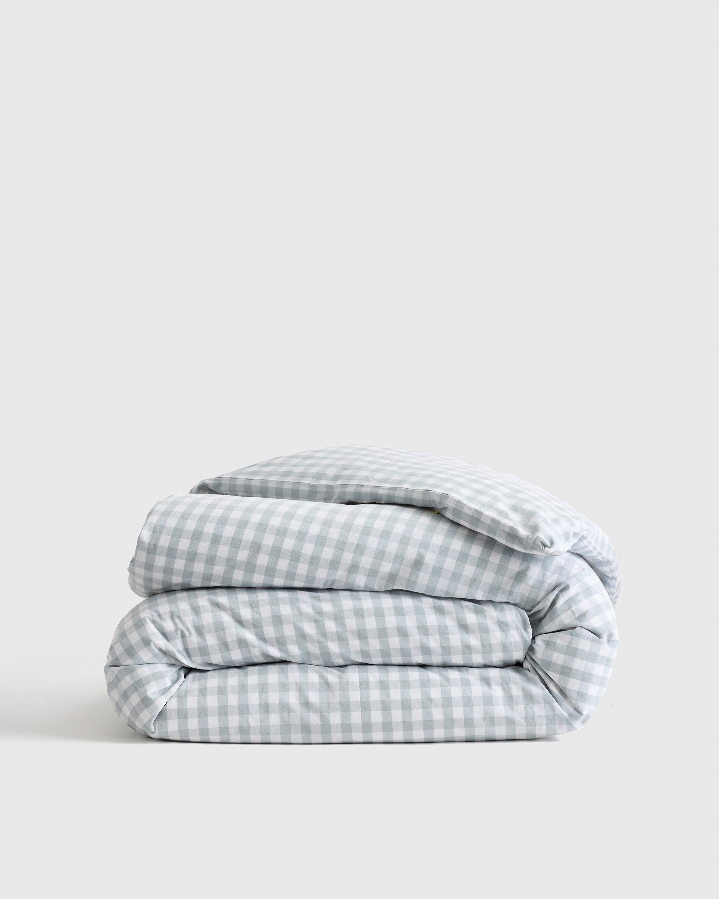 Quince | Classic Organic Percale Gingham Duvet Cover in Blue Fog, Size Full/Queen, Percale Cotton | Quince