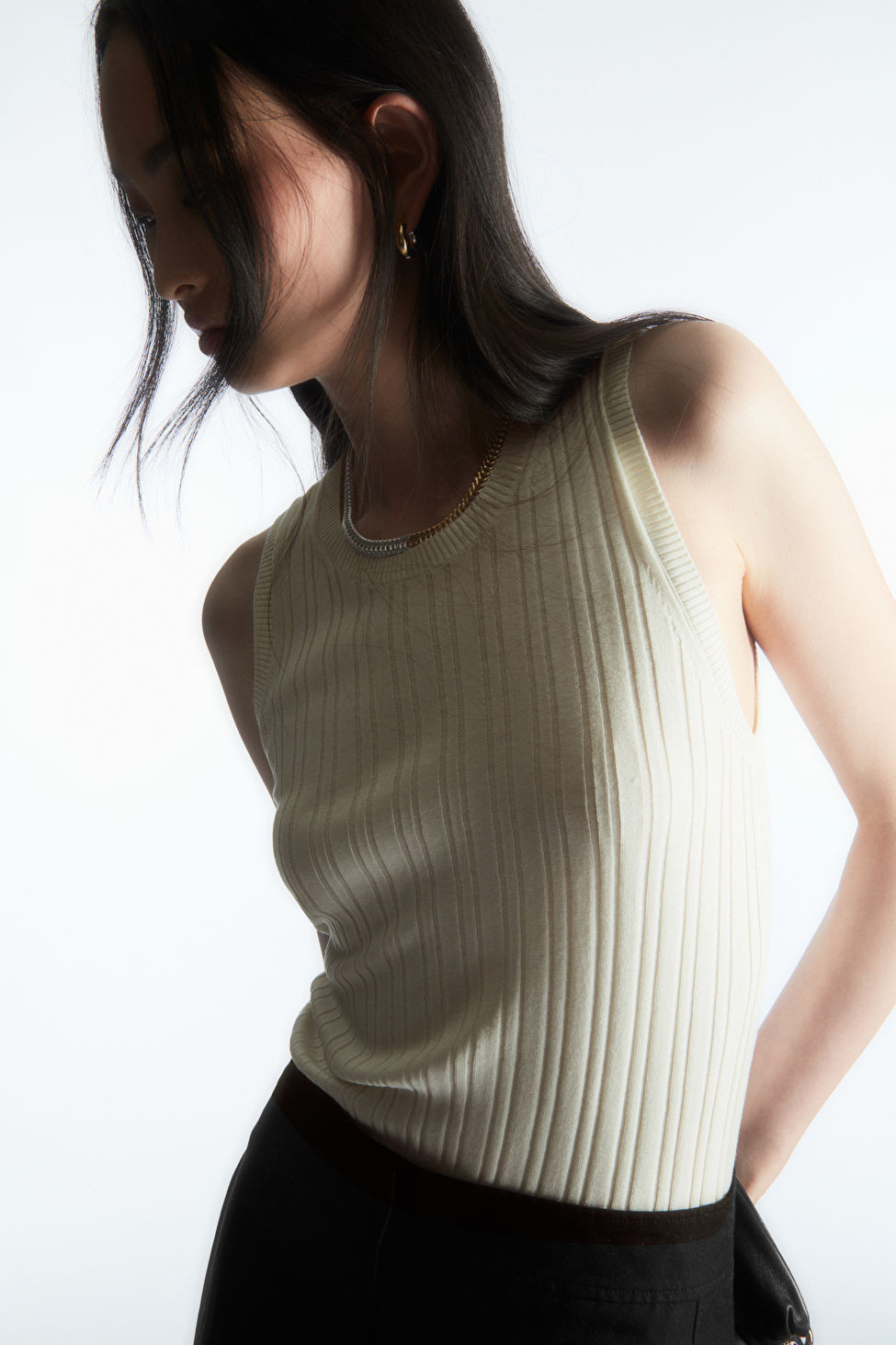 RIBBED-KNIT SILK TANK TOP - WHITE - COS | COS (EU)