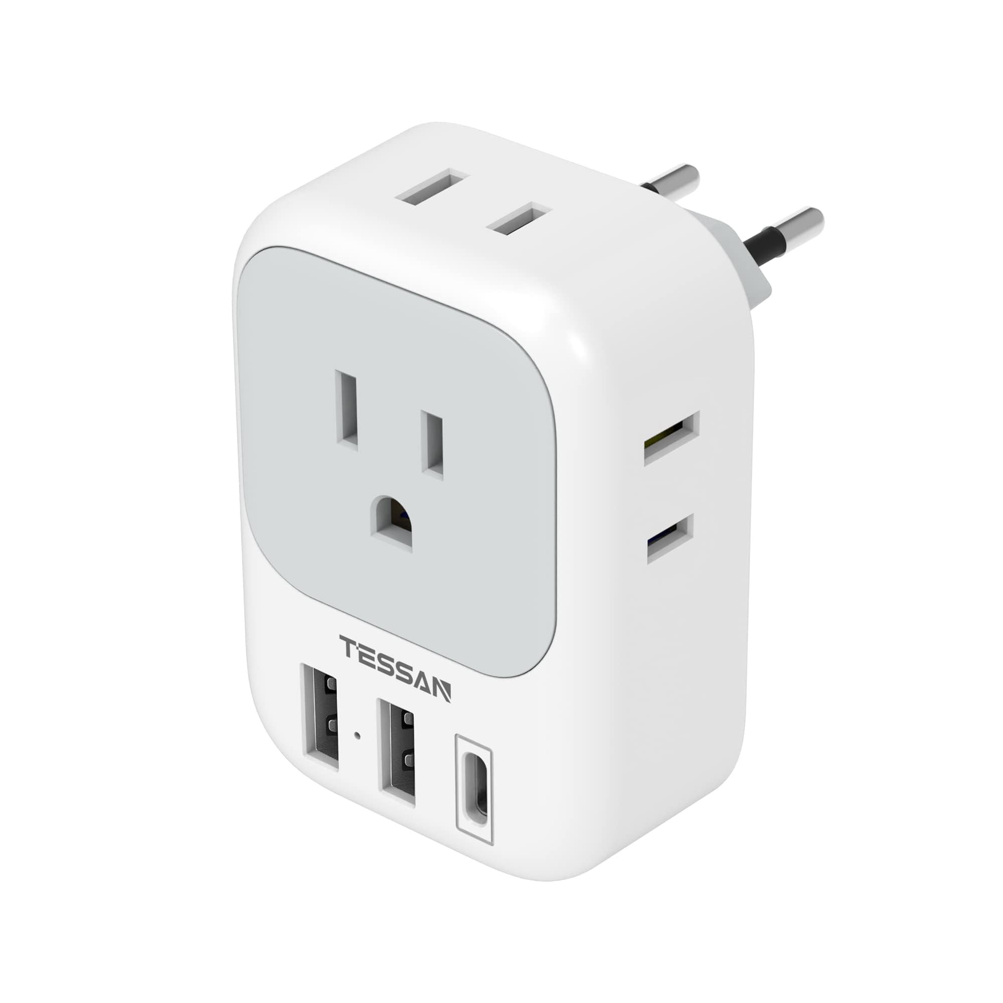 European Travel Plug Adapter USB C, TESSAN International Plug Adapter with 4 AC Outlets and 3 USB... | Amazon (US)