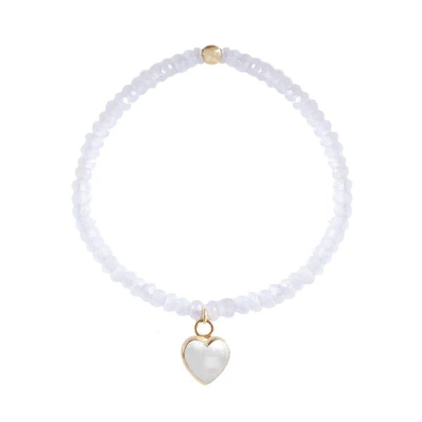 FRAICHE INSPIRE SWEETHEART STRETCH BRACELET - MOONSTONE, MOTHER OF PEARL & GOLD | So Pretty Cara Cotter