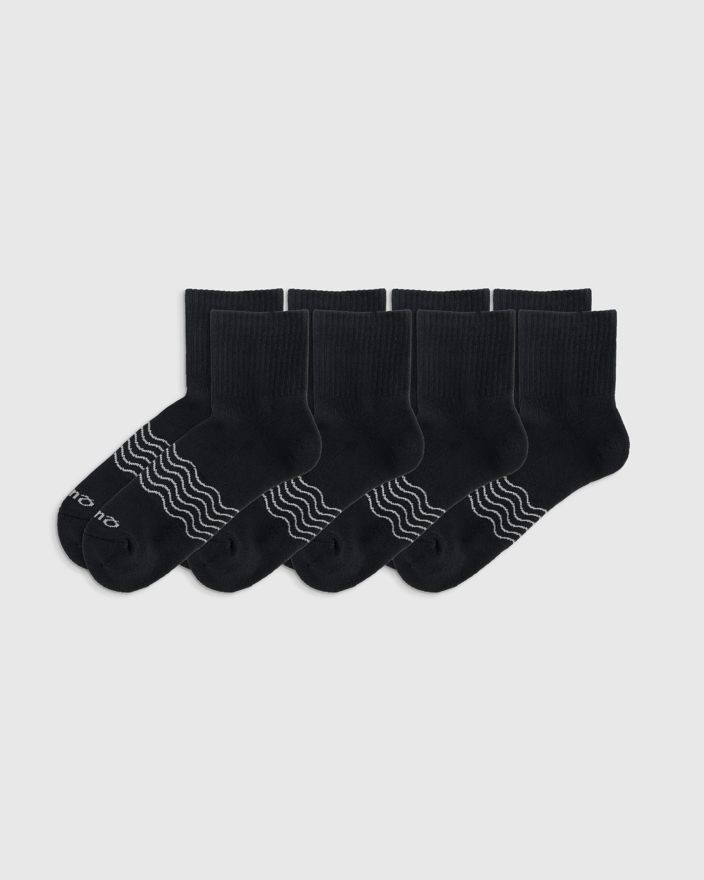 Quince | Everyday Cotton Solid Quarter Socks 4-Pack in Black, Size Medium, Organic Cotton | Quince