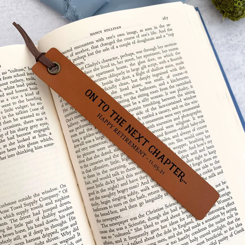 Leather Bookmark Retirement Gift for Men or Women, Retirement Gifts Bookmark Personalized Custom ... | Etsy (Global)
