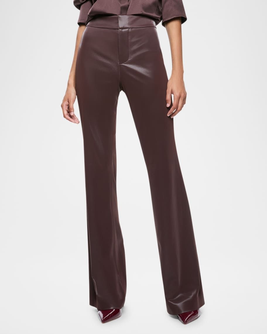 Alice + Olivia Andrew Shiny Vegan Leather Bootcut Pants | Neiman Marcus