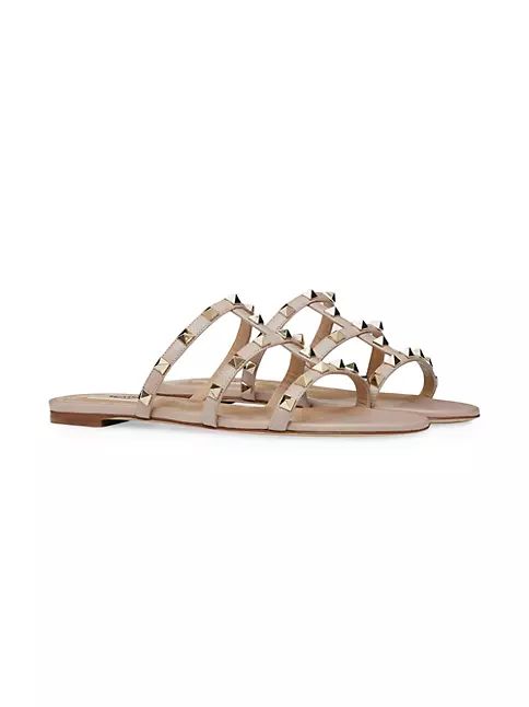 Valentino Garavani Rockstud Flat Slide Sandals | Saks Fifth Avenue