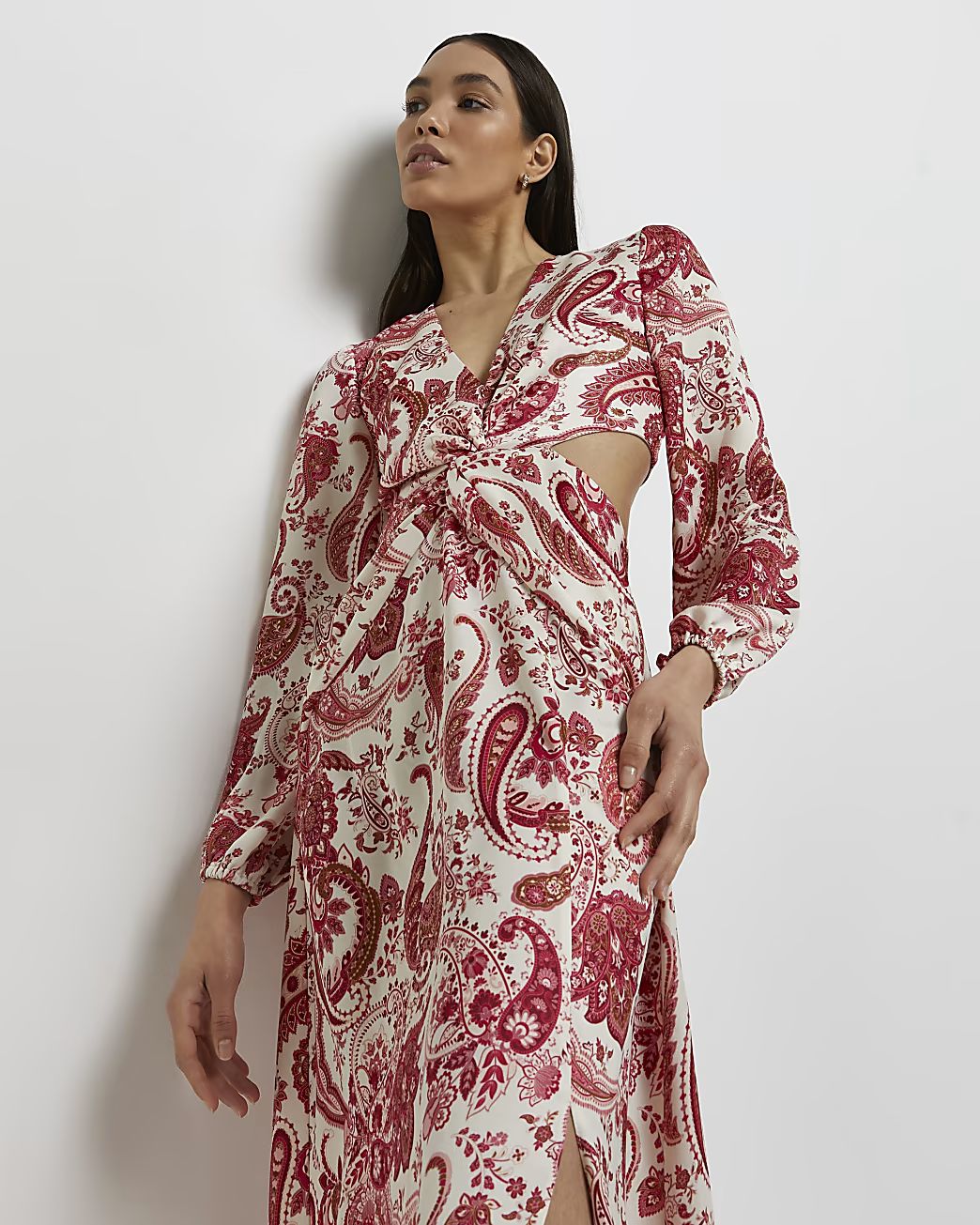 Cream paisley cut out maxi dress | River Island (UK & IE)