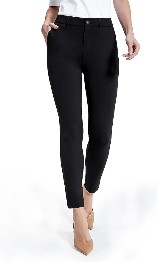 Bamans Womens Dress Pants Work Office Slacks Business Casual Stretch Skinny Leg High Waisted Trou... | Amazon (US)