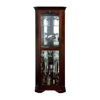 Brown 72 in. Accent Cabinet with 5 Shelves and Tempered Glass Door | The Home Depot