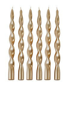 The Favorites Lumiere Twist Formal Candle Set Of 6 in Metallic Gold from Revolve.com | Revolve Clothing (Global)